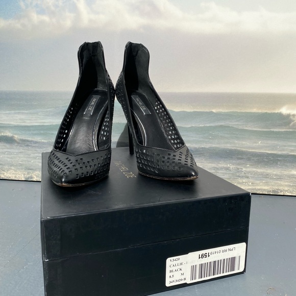 Rachel Zoe Callie Baby Calf Black Leather Heels - Picture 8 of 11